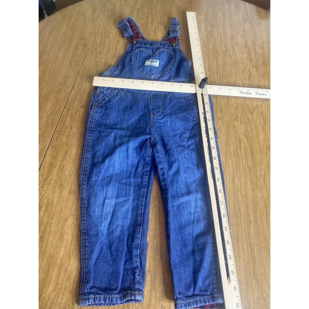 Osh Kosh B Gosh‎ Vestbak 3T Lined Red Black Checkered Jean Overalls D
